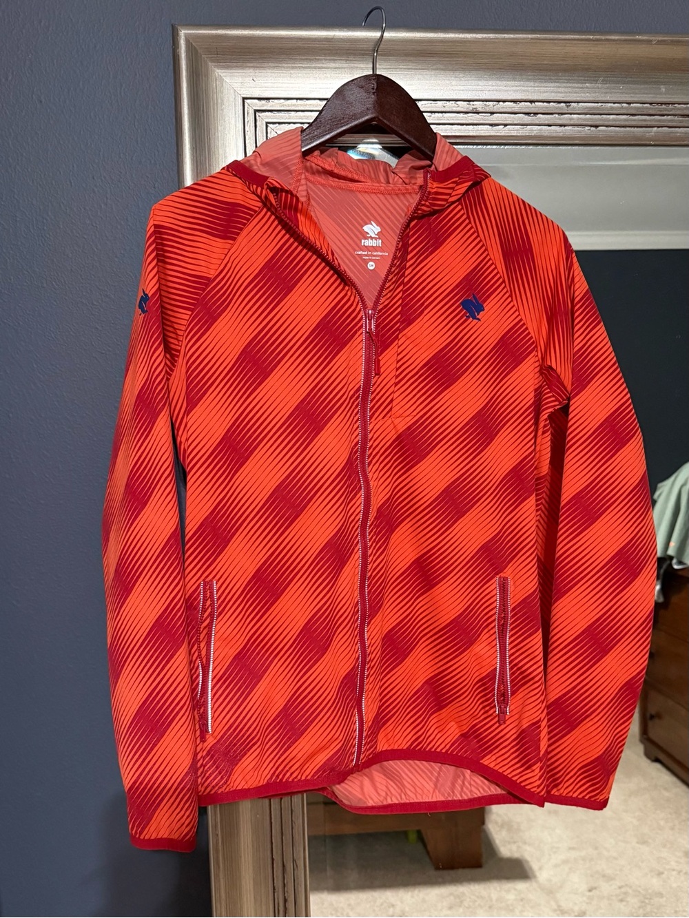 Rabbit red water resistant, reflective zippers, lightweight Jacket